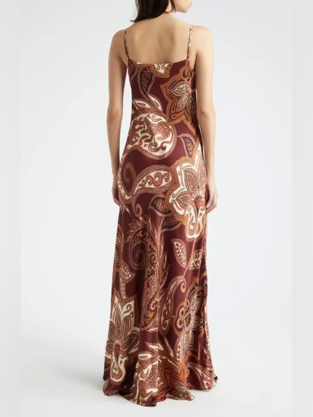 Farm Rio Leopard Paisley Burgundy Maxi Slip Dress S - Picture 3 of 14